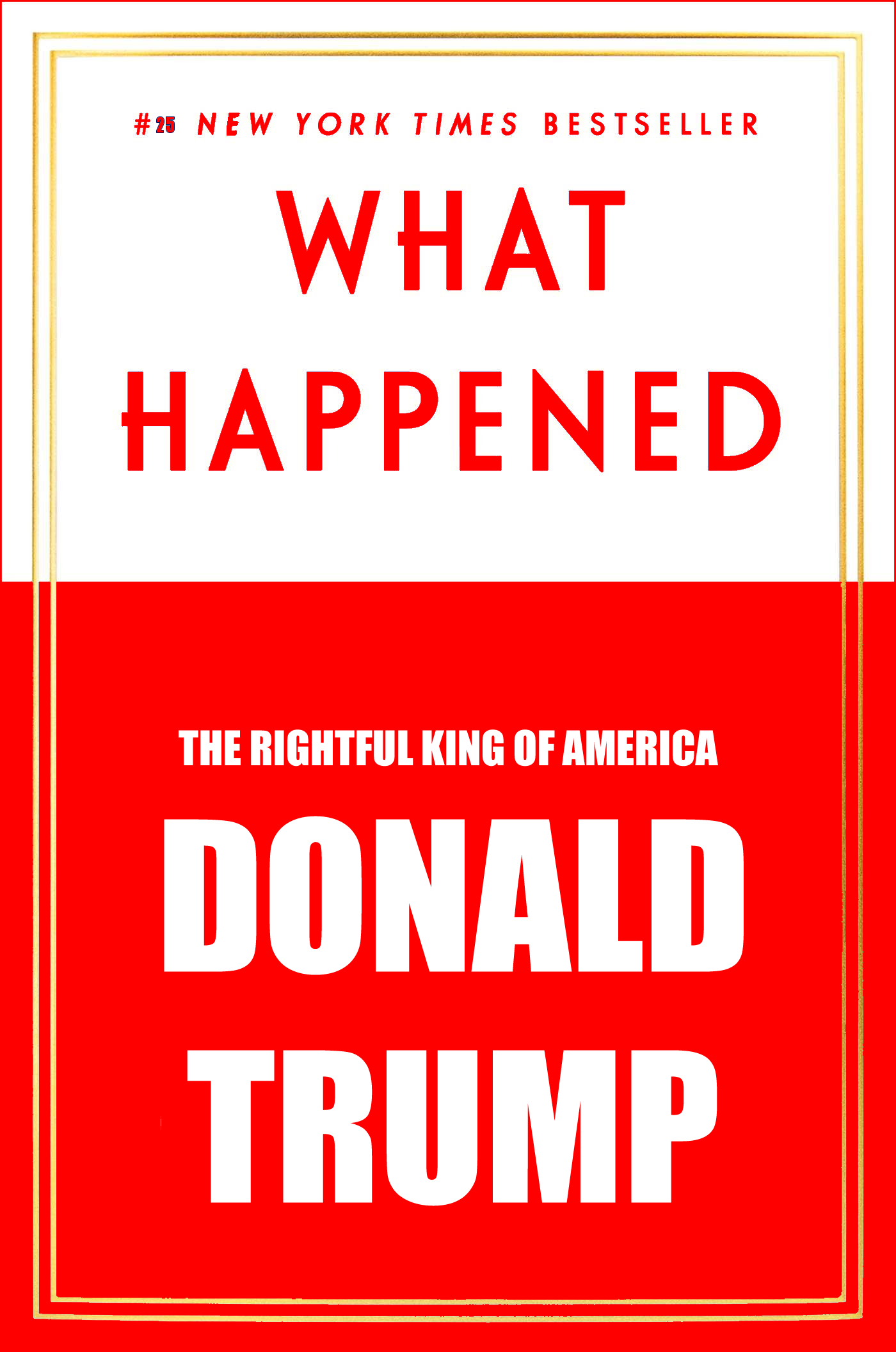 The meme is a photo of a book cover with the title "What Happened" by Donald Trump. The cover features a blank white space with the title and author's name, but the font is intentionally distorted to resemble a childish, sloppy handwriting. The text "The Bestseller" is also included, but it's written in a similar, childish font, implying that the book is not actually a bestseller.